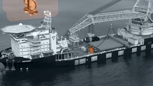 海底打桩过程的3D原理动画 工程建设 航运人 船舶 航海